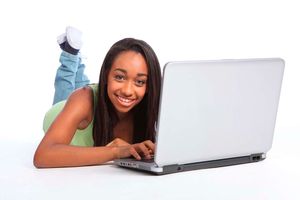 teenager on laptop